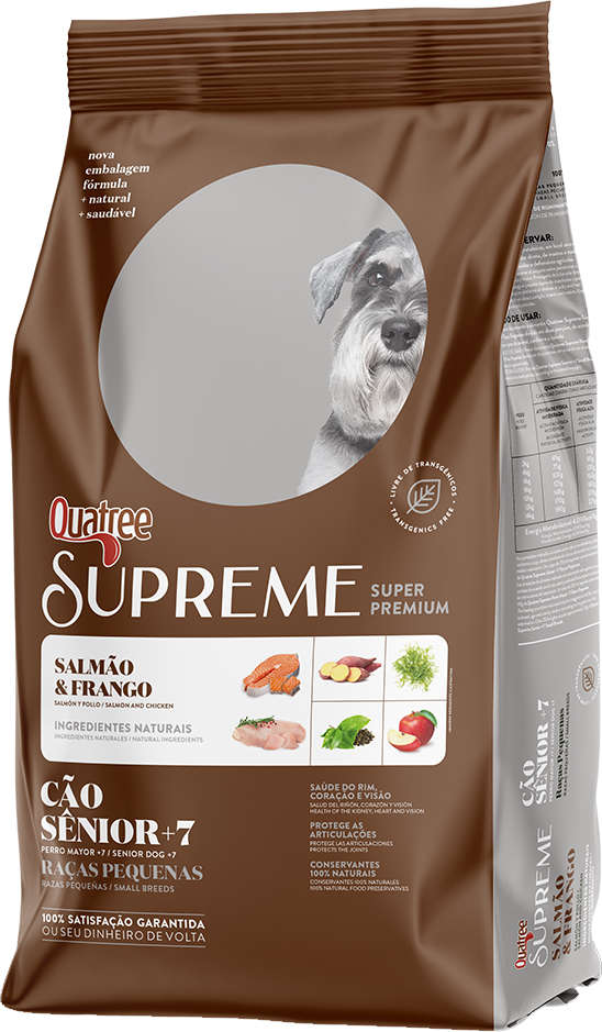 Ração Seca Quatree Supreme Salmão e Frango Cães Sênior +7 Raças Pequenas - 10 kg