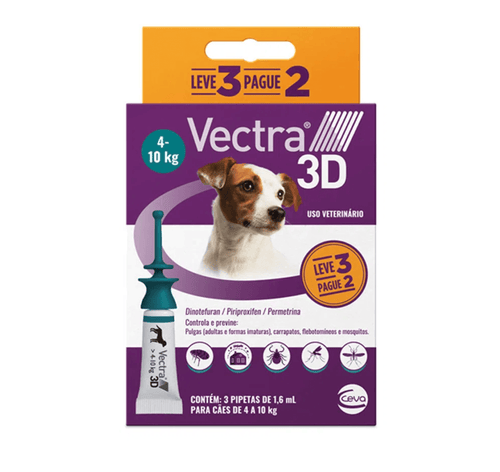 Antipulgas Vectra 3D para Cães de 4 a 10kg - 3 pipetas