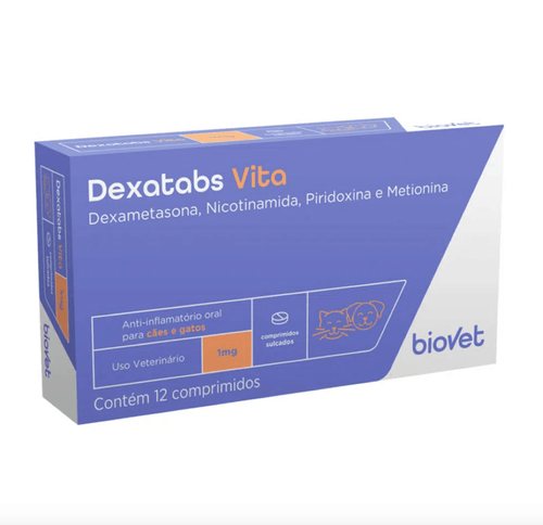 Dexatabs Vita Anti-Inflamatorio para Cães E gatos 12 Comprimidos