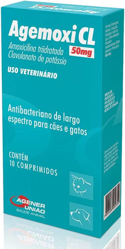 Agemoxi CL Antibiótico 10 comprimidos Cães e Gatos Agener União