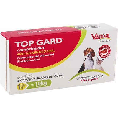 Vermífugo Anti-Helmíntico Top Gard 4 comprimidos 660 mg