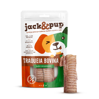 Petisco 100% Natural Jack & Pup Traqueia Bovina P/ Cães 2 Un