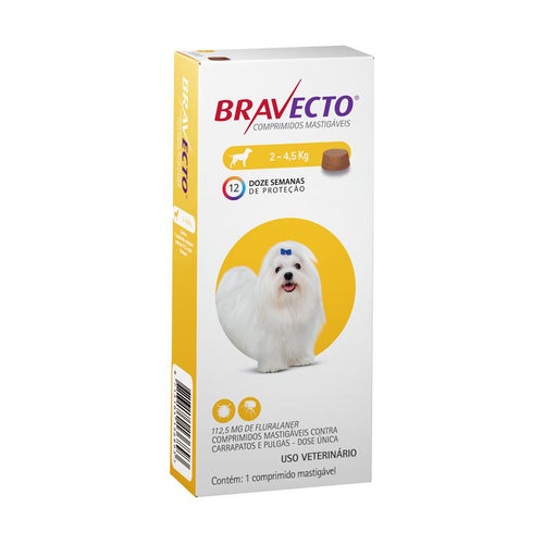 Antipulgas e Carrapatos Bravecto MSD para Cães até 4,5 kg - Petily