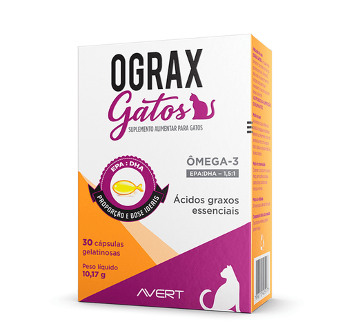 Suplemento Alimentar Avert Ograx Gatos 30 Cápsulas