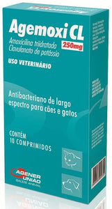 Agemoxi CL Antibiótico 10 comprimidos Cães e Gatos Agener União